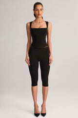 Modal Mid-Rise Capri Leggings in Black