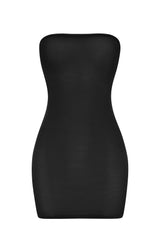 Soft Sheer Mesh Bandeau Mini Slip Dress in Black