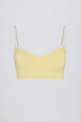 Soft Active Sweetheart-Neck Contrast Sports Bra in Soft Yellow