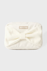 Corduroy Bow Makeup Bag in Ivory