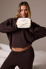 Corduroy Bow Makeup Bag in Ivory