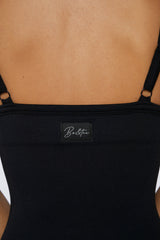 Seamless Micro Rib Scoop-Neck Unitard in Black