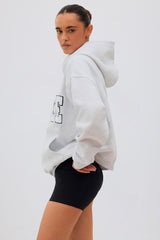 Soft Cotton Jersey Acid Wash Oversized Hoodie in Heather Grey