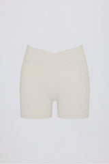 Soft Active Pocket V-Waist Mini Shorts in Cream