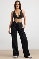 Heavyweight Stretch Cotton Fleece High-Waist Joggers in Black