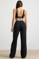 Heavyweight Stretch Cotton Fleece High-Waist Joggers in Black