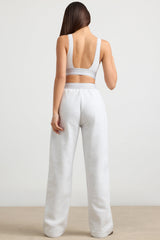 Heavyweight Stretch Cotton Fleece High-Waist Joggers in Grey Marl