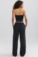 Water-Repellent Wide-Leg Track Pants in Black