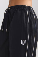 Water-Repellent Wide-Leg Track Pants in Black