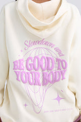 Heavyweight Brushed Fleece Oversized Hoodie in Egg Shell