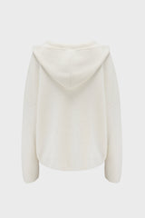 Ribbed Knit Oversized Hoodie in Ivory