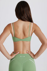 Soft Active Twist-Back Layered Sports Bra in Green