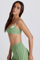Soft Active Twist-Back Layered Sports Bra in Green