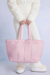 Waterproof Puffer Tote Bag in Powder Pink