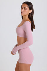 Four-Way Stretch High-Waist Mini Shorts in Mauve