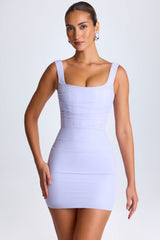 Draped Structured Corset Mini Dress in Soft Lilac