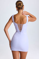 Draped Structured Corset Mini Dress in Soft Lilac