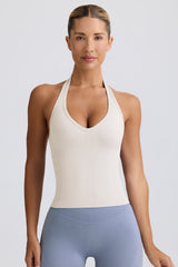 Define Luxe Halterneck Tank Top in White