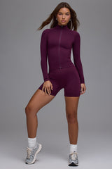 Define Luxe High-Waist Mini Shorts in Grape
