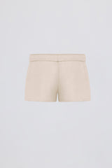 Brushed Jersey Elasticated Mini Shorts in Ecru