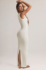 Modal Button-Detail Maxi Dress in White