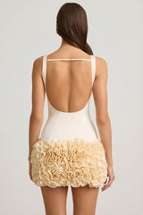 Satin Statement Bow Bandeau Top in Ivory