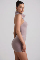 Ribbed-Knit Shorts in Taupe