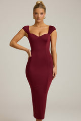 Slinky Jersey Bow-Detail Midaxi Dress in Wine Red