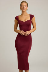 Slinky Jersey Bow-Detail Midaxi Dress in Wine Red