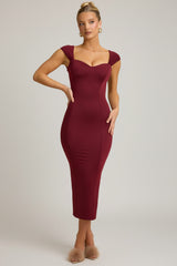 Slinky Jersey Bow-Detail Midaxi Dress in Wine Red