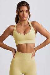 Super Sculpt Seamless Crossback Sports Bra in Butter Yellow