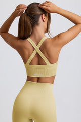 Super Sculpt Seamless Crossback Sports Bra in Butter Yellow