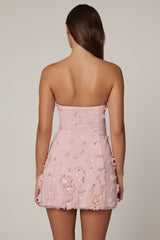 Embellished Bandeau A-line Mini Dress in Ballet Pink