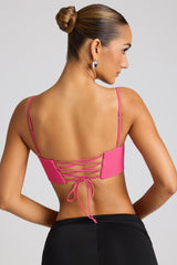 Embellished Statement Heart Shaped Crop Top in Magenta