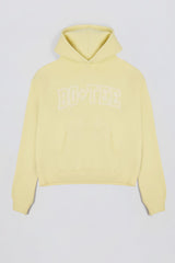 Embroidered Oversized Hoodie in Soft Yellow
