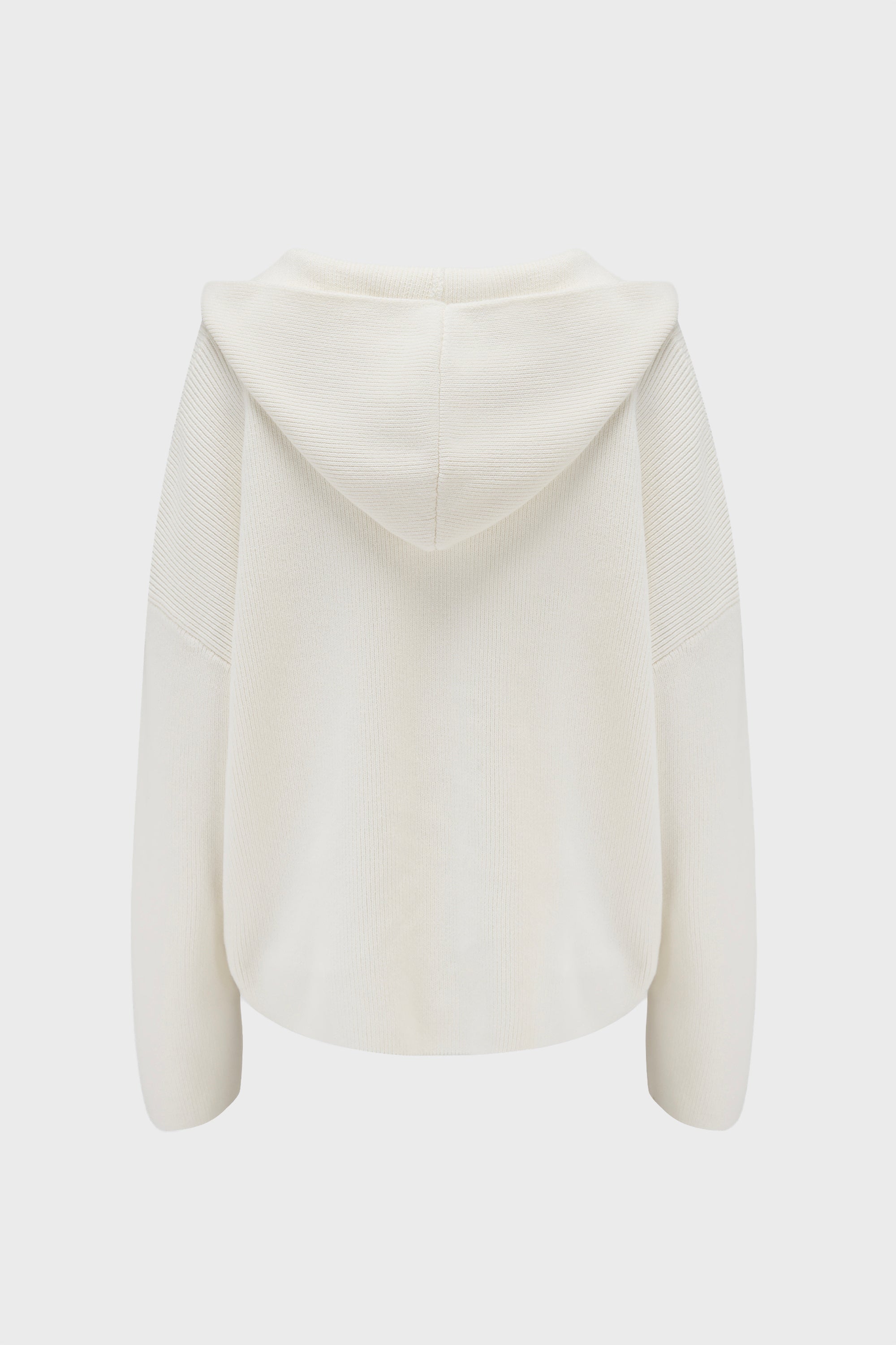 Ribbed Knit Oversized Hoodie in Ivory