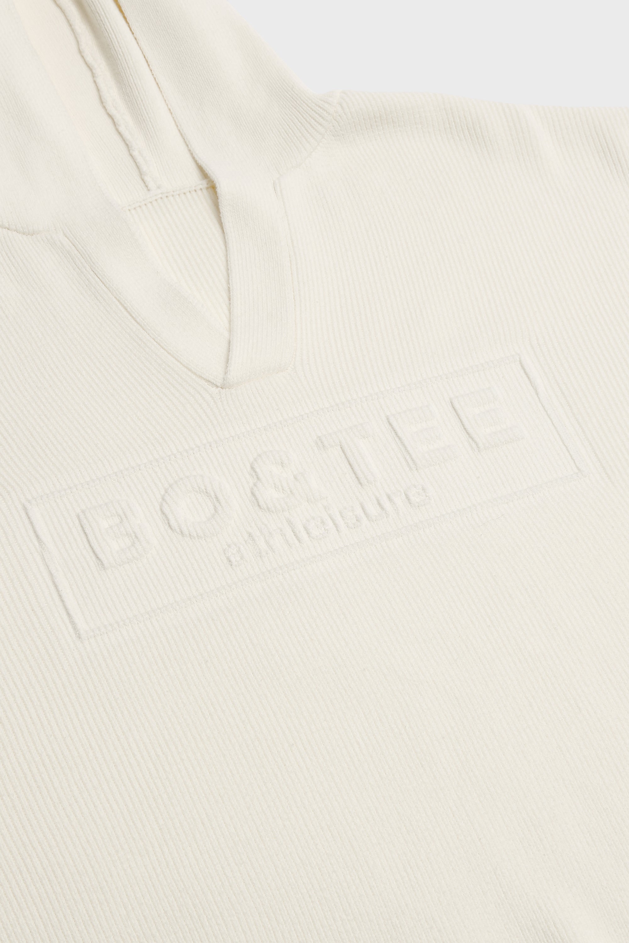 Ribbed Knit Oversized Hoodie in Ivory