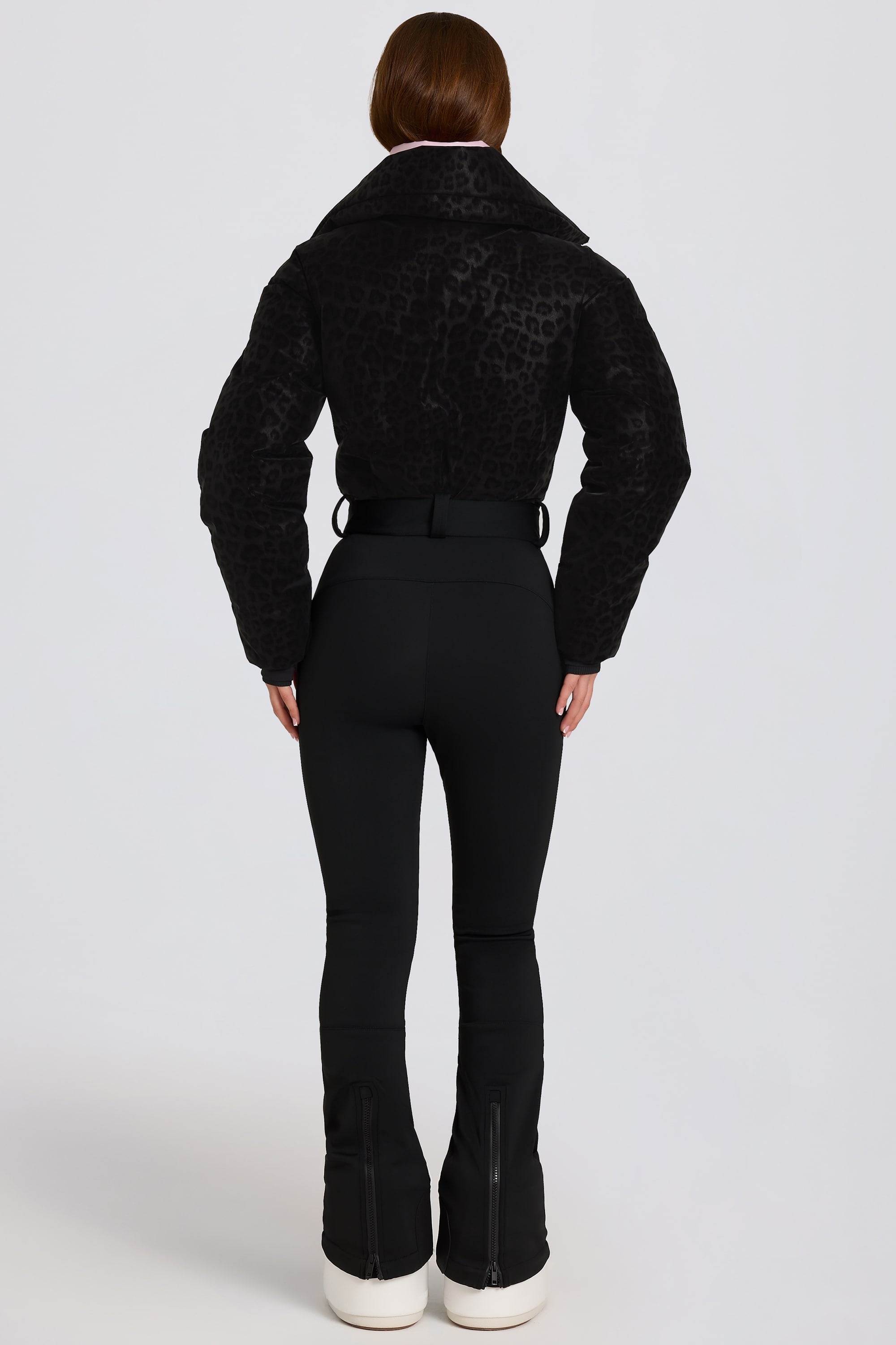 Waterproof Belted Layered Ski Suit in Black
