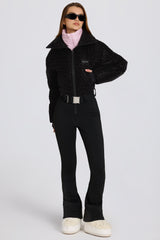 Waterproof Belted Layered Ski Suit in Black