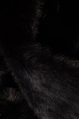 Faux Fur Tie-Up Sleeves in Black