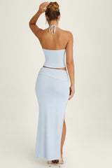 Ruched Maxi Skirt in Periwinkle Blue