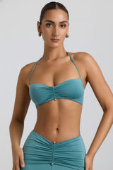 Slinky Jersey Hardware Detail Halterneck Bralette in Sea Green