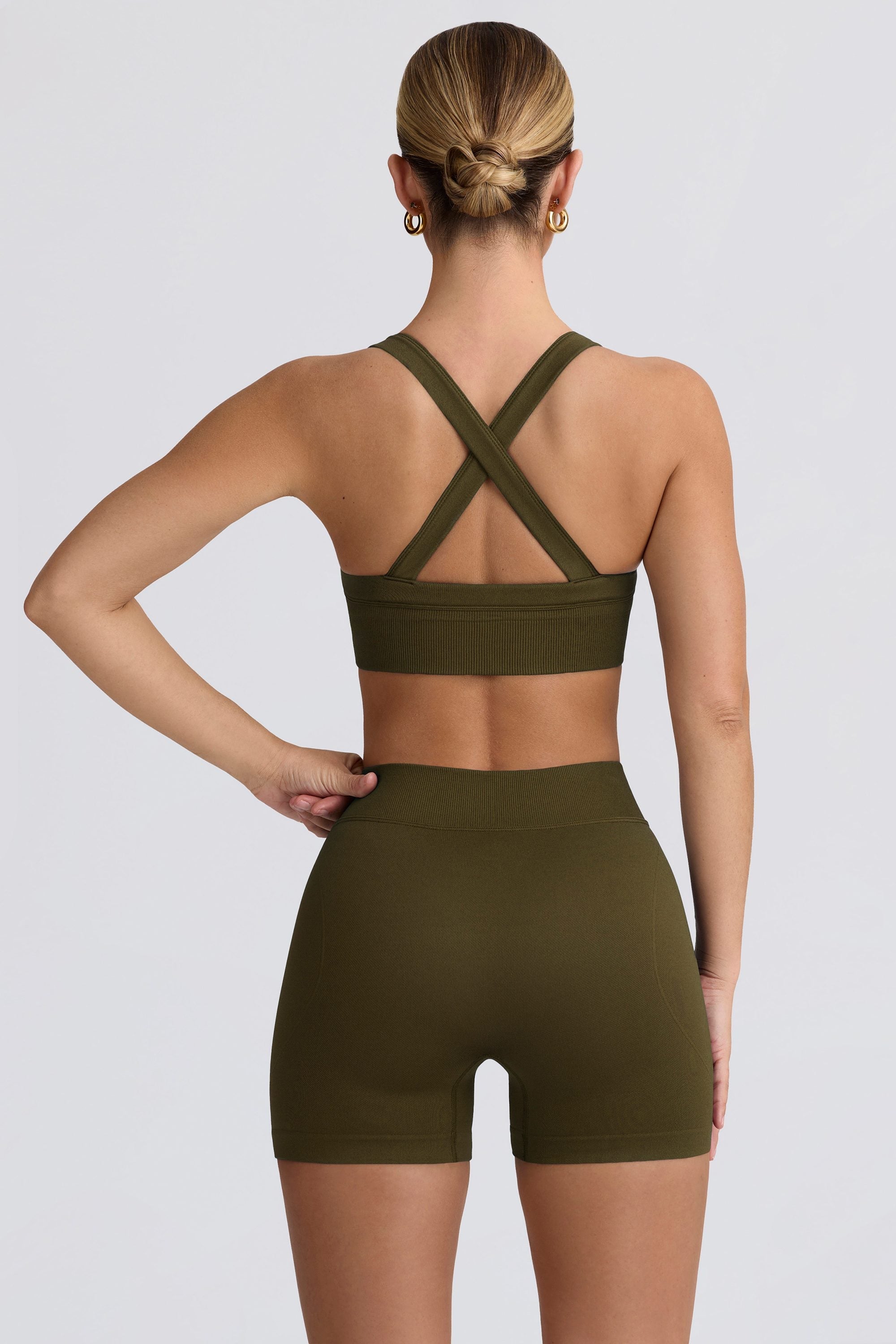 Super Sculpt Seamless Mini Shorts in Dark Green
